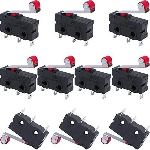 10Pcs Momentary Micro Limit Switch with Roller Lever Arm SPDT Micro Switch AC 25