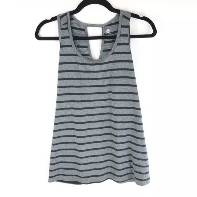 C9 Champion Womens Tank Top Keyhole Back Sleeveless Striped Gray Black M