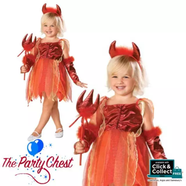 GIRLS LITTLE DEVIL FAIRY COSTUME Child Cute Devil Halloween Fancy Dress Outfit