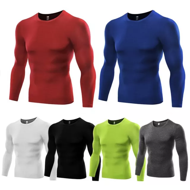 Men's Sport Quick Dry Long Sleeve Gym Compression Under Base Layer Shirts Tops