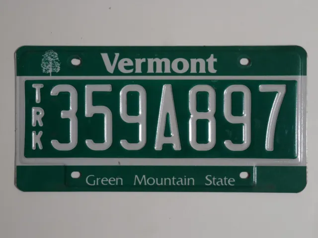 Vermont TRK 359A897 License Plate / American Number Plate