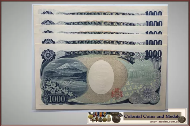 Japan - 1000 Yen 2004 (P104d) Consec. Runf of 5 .....  UNC 2