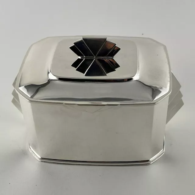 Stylish Art Deco Style Rectangular Silver Plated Box with Cut Corners