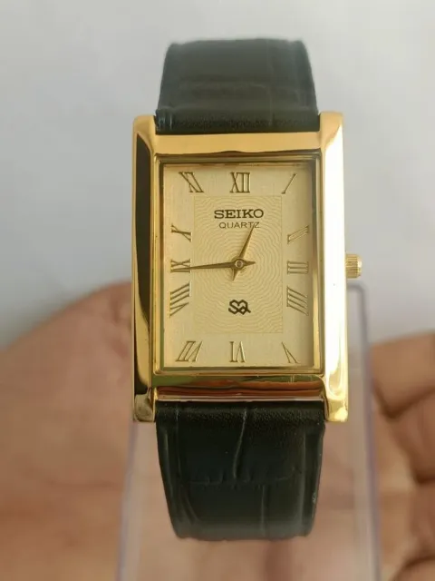Orologio da polso da uomo vintage Seiko al quarzo con quadrante in oro,...