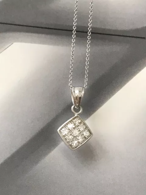 14k White Gold Single cut Geometric Shaped Diamonds Pendant