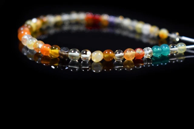 3-4MM Natural Multi Mix Round Smooth Gemstone 5 "Perles en vrac pour la...