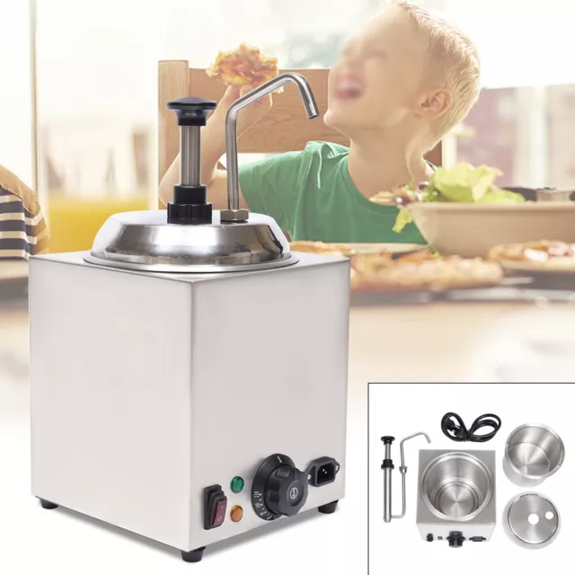 Hot Fudge Warmer Nacho Cheese Dispenser+Pump 2.6Qt Hot Fudge Caramel Warmer 800W