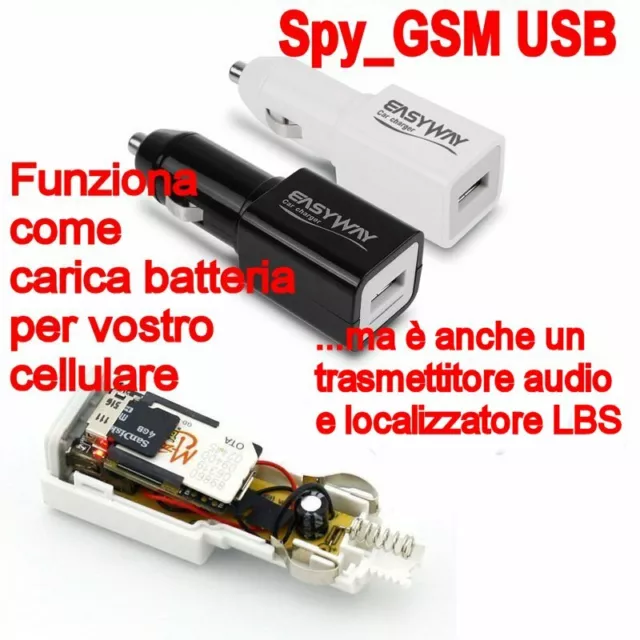 Microspia Gsm Carica Battery Usb Cimice Spia Ambientale Spy Trasmettitore Audio