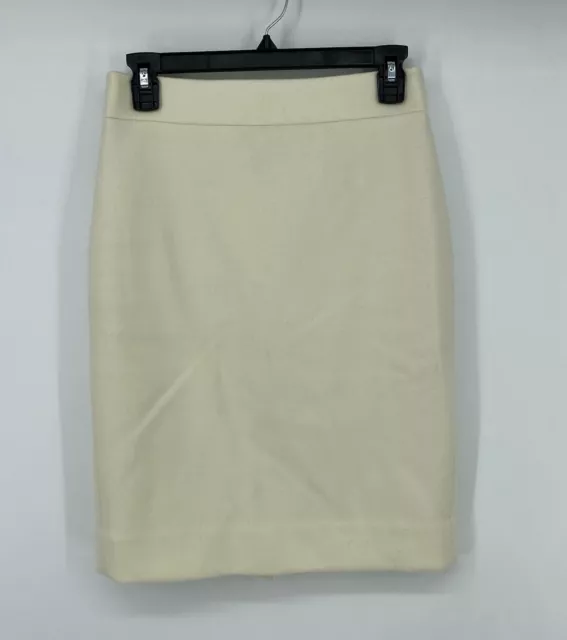 J Crew No 2 Pencil Skirt Cream Size Petite 4P Back Zipper Slit Lined Pocketless