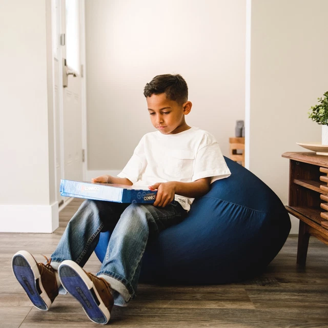 Big Joe Dot Bean Bag Chair Kids with Filling Peat Navy, Playrooms, Durable NEW