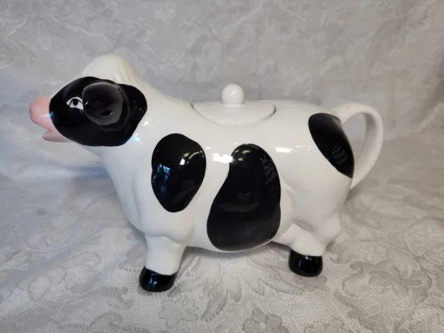 Vintage Cow Teapot Creamer Pitcher Farmhouse Cottagecore Whimsical Holstein