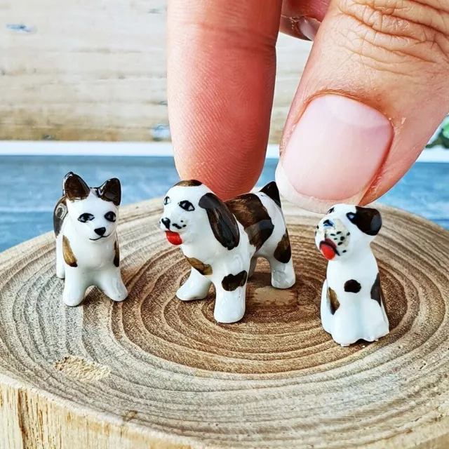 Pequeña figura de cerámica para perro mini casa de muñecas decoración de...