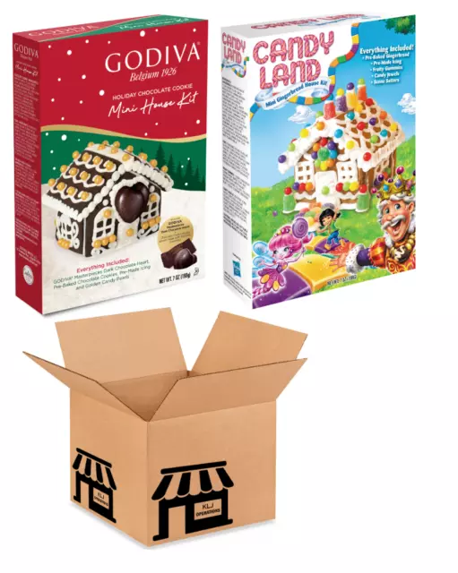 Candy Land and Godiva  Holiday Christmas Gingerbread House Kit 2 Pack Mini