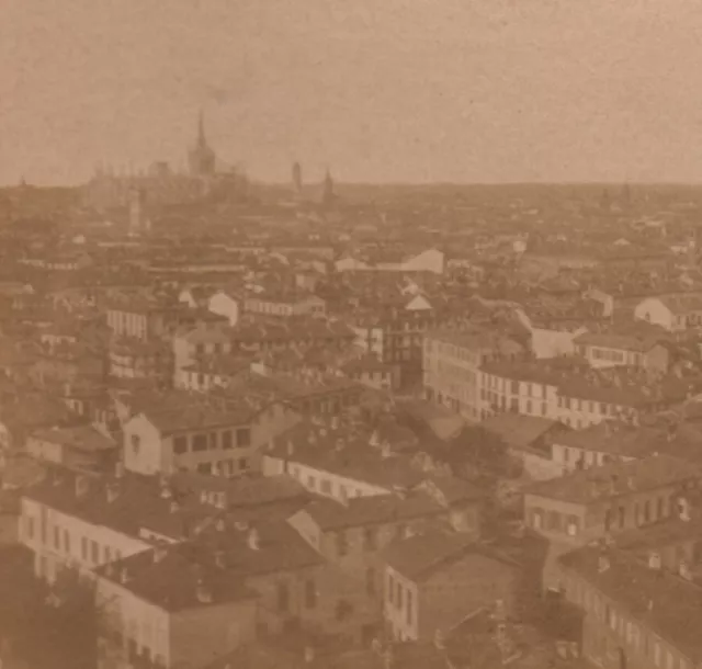 Italie Milan Panorama ancienne Photo Stereo 1880