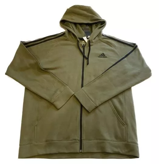 MEN'S ADIDAS Zip-up Hoodie Olive Green/ Black Stripes Men’s   XL