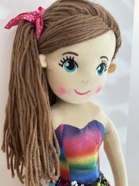 ~❤️~MERMAID DOLL Plush Soft Large 70cms/27" Toy Rainbow Brown Hair Sequin ASIA❤️