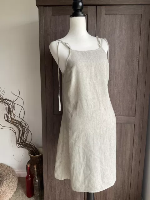WAREHOUSE Gorgeous Pale Grey Textured Fabric Strappy Shift Dress Sz 12 BNWT 3