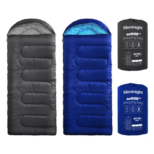 Silentnight Sleeping Bag Adult Camping Outdoor 3 Season Blanket Single Supersoft