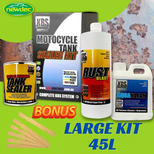 Motorcycle Fuel Tank Repair Sealer Kit LARGE KBS Coating Rust Corrosion 45L