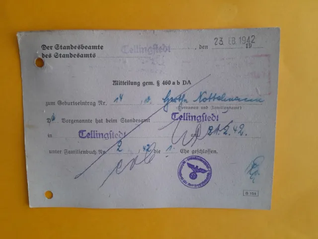 German Registery Office Documents ( Standesamt)  1940  *  1945   53