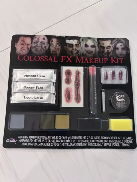 NIP Colossal FX Makeup Kit by Fun World New Tray Net Scab Blood Flesh Scar Tatto