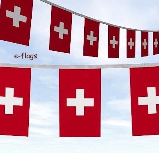🇨🇭EURO 2024 10M Switzerland Swiss Suisse Flag Bunting Banner Fast