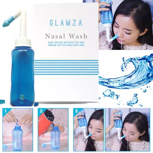 300ml Nasal Wash Neti Pot Sinus Allergies Relief Nose Clean Rinse Bottle UK SELL 2