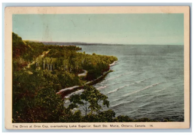 Sault Ste Marie Ontario Canada Postcard Drive at Gros Cap Overlooking c1950's