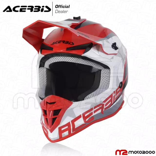 Casco Linear Rosso Bianco Acerbis Off Road Enduro Motard Moto Cross Taglia S