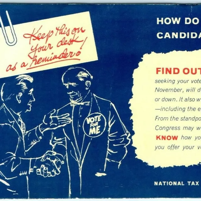 1940s National Tax Equality Association Ink Blotter Card Political Voting Vtg 2L