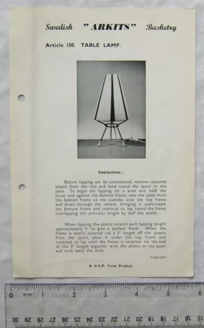 Vintage Broschüre: Schwedischer Arkitenkorb - Tischlampe, 150