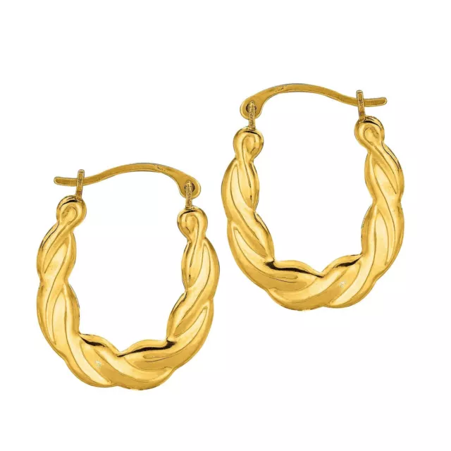 10K YELLOW GOLD Twisted Hoops Hoop Earrings 20mm $81.17 - PicClick