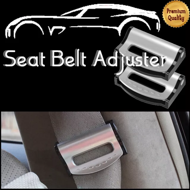 ASTON MARTIN AUTO CINTURA DI SICUREZZA FIBBIA TAPPO REGOLATORE CLIP ARGENTO x2