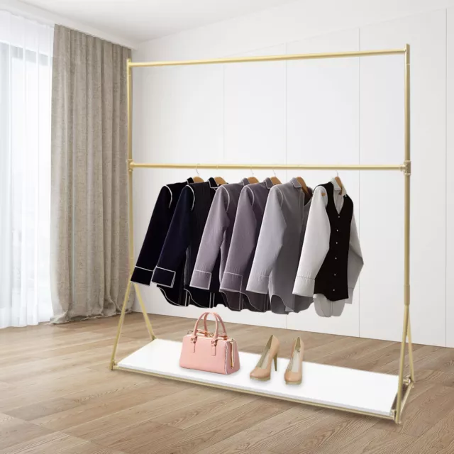 Gold Metal Garment Clothes Display Stand Retail Store Home Clothes Rail Hanger