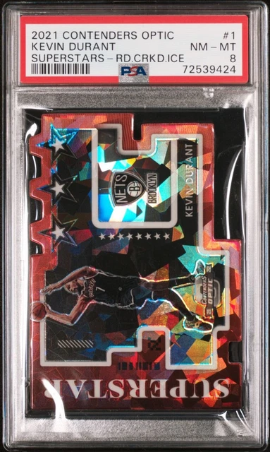 Kevin Durant PSA 8 Superstars  Red Cracked Ice Contenders Optic Pop 1!!!!!