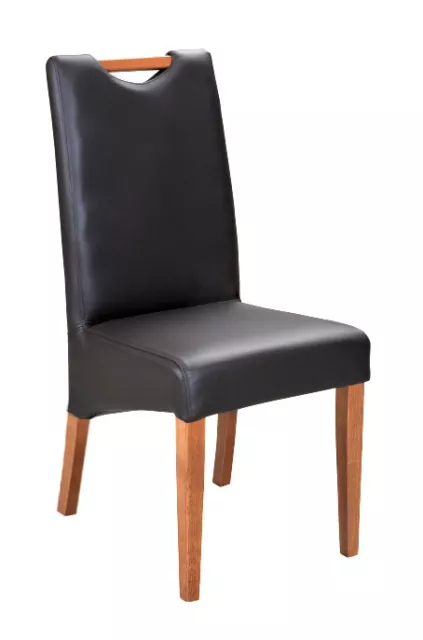 Lehnstuhl Design Sessel Holz Leder Polster Esszimmer Leder Gastro Stuhl Stühle