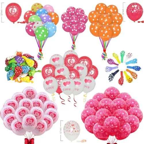 Heart Shape LATEX Polka Dot Printed BALONS Birthday Theme Party DECOR BALLO0NS