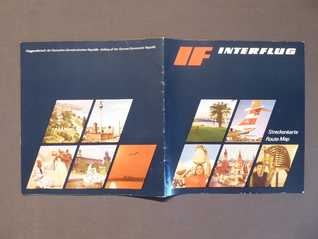 INTERFLUG ROUTE MAP route map EA 1976, GDR aviation Berlin Schönefeld £ ...