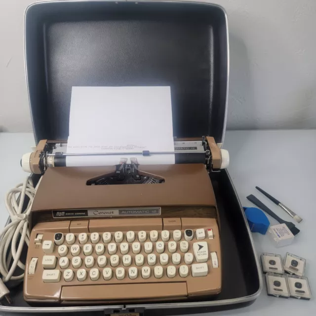 Máquina de escribir eléctrica portátil clásica Smith Corona Coronet automática 12 ¡funciona!