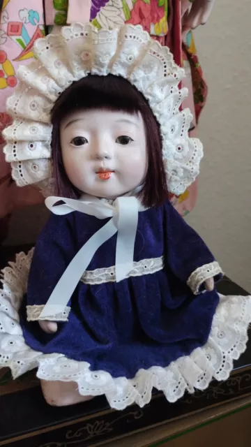 Vintage japanische Ichimatsu Puppe mit Haube