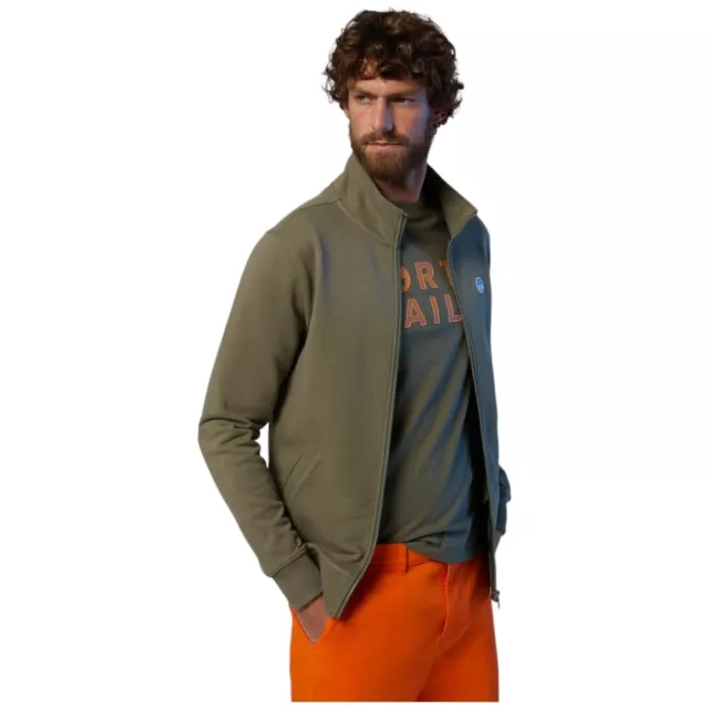 North Sails Sweat-Shirt avec Fermeture Éclair Brossé Couleur Vert Olive Basic 2