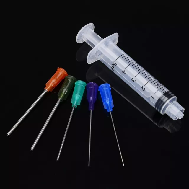 5Pcs 5ml Seringue Distribution Industrielle Pointes d'aiguille Colle Encre Huile 3