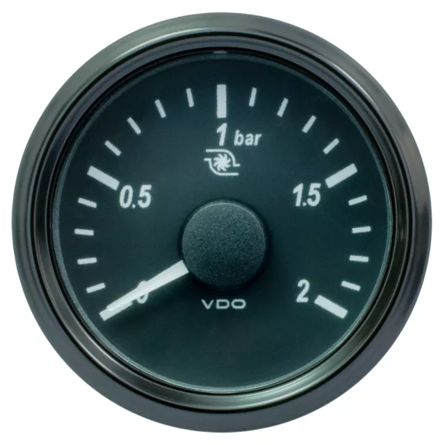 VDO Singleviu Turbo Boost Pressure Gauge Electrical 0-2bar - White Backlight