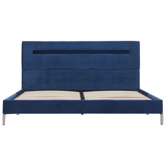 BED FRAME WITH LED without Mattress Blue Fabric 135x190 cm Double £154.