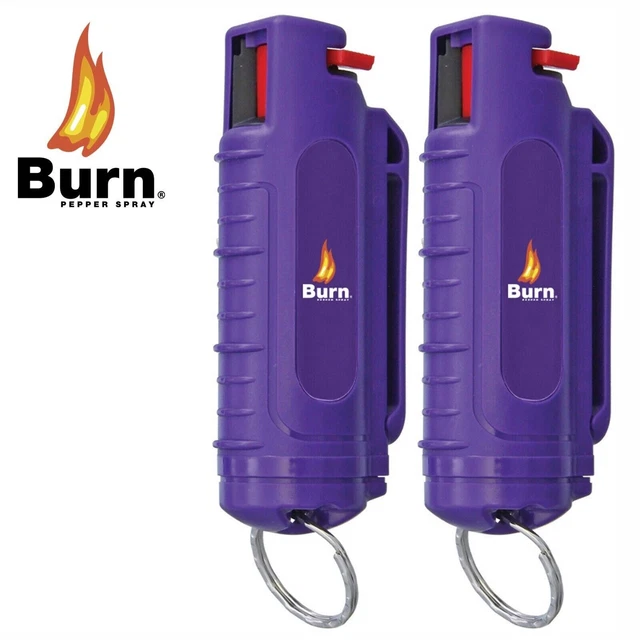 BURN PEPPER SPRAY Maximum Strength Self Defense Security Keychain Purpe