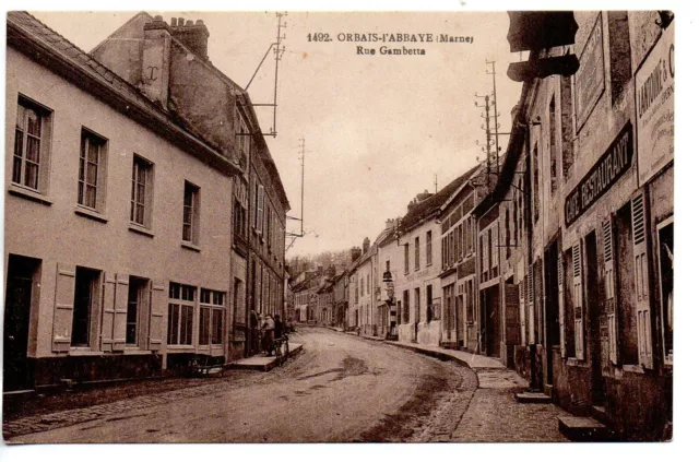 ORBAIS L' ABBAYE - Marne - CPA 51 - Le café restaurant de la rue Gambetta