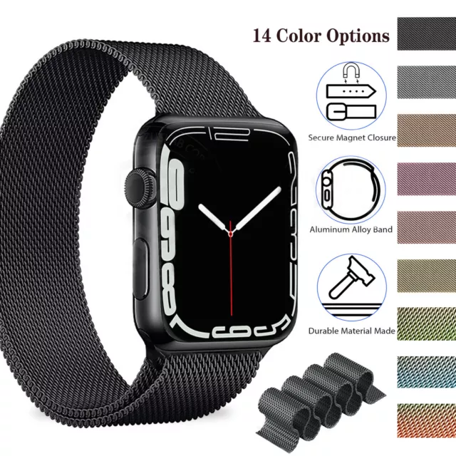 For Apple Watch iWatch Band Series 9 8 7 6 5 4 SE Magnetic Stainless Steel Strap