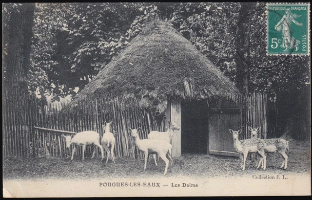 POUGUES les EAUX 58 Les DAIMS CPA écrite à Melle G. Pourchot 25 Valentigney 1910