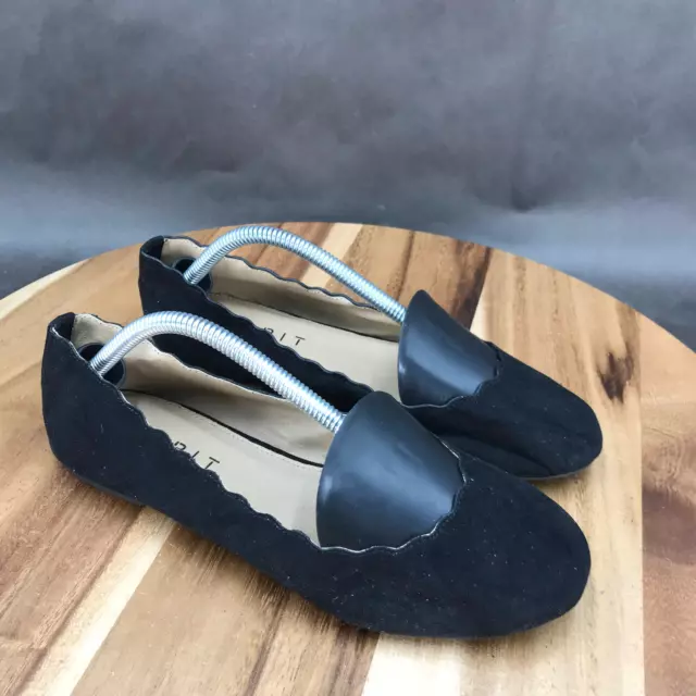 Esprit Black Faux Suede Ballet Slip On Flats Shoes Womens Size 6