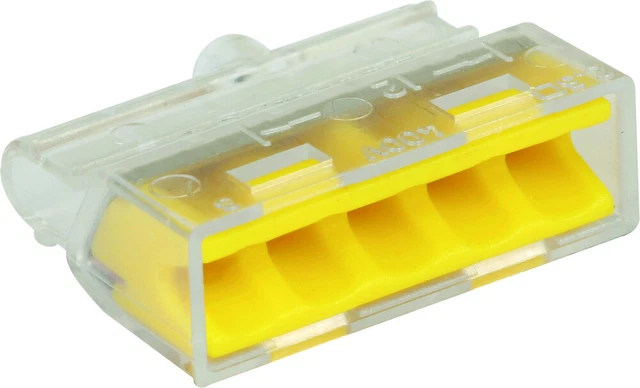 EUR'OHM Bornes de connexion rapide pour fil électrique FastLock Jaune - 5 entré